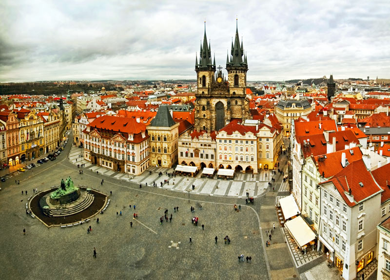 View of Prague from a tower on Old Town Square